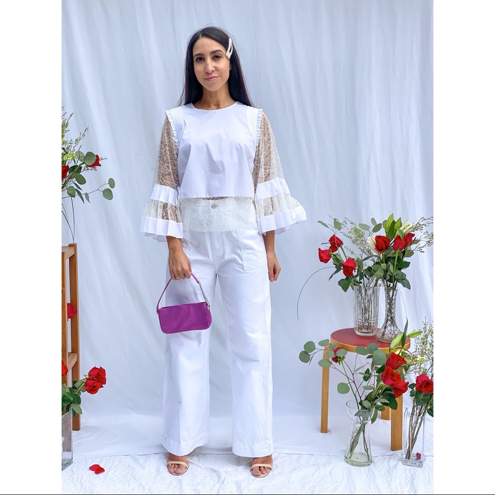 Adam Lippes cotton poplin and lace blouse